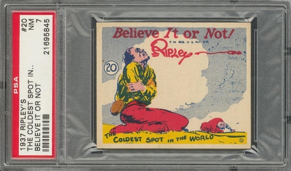 1937 R21 Wolverine Gum "Ripleys Believe It Or Not" #20 "The Coldest Spot in the World" – PSA NM 7